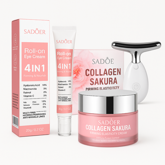 Pack Dispositivo Reafirmante Facial + Loción Facial Colágeno Puro + Roll-on Eye Cream 4 en 1
